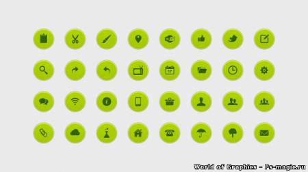 Green Web Icons PSD Set | Иконки салатового цвета