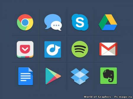 Иконки в стиле минимализм | Gmail, skype, googl chrome
