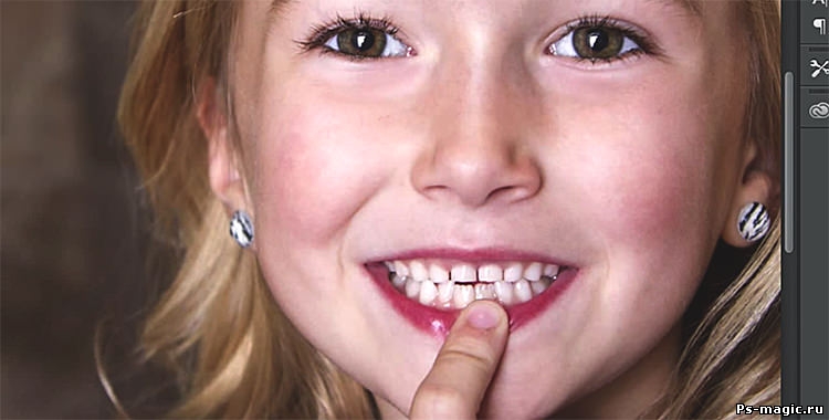 Как вставить зуб в фотошопе - Результат